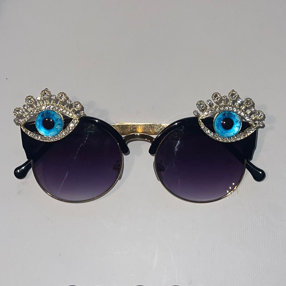 Swarovski rhinestones custom sunglasses Embellished eyeball eye fancy - Picture 5 of 8
